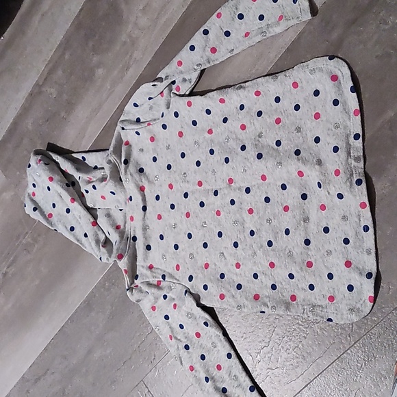 Jumping Beans Girls Hoodie Gray with Pink, Blue & Silver Polka Dots (Size 5) - Picture 3 of 4